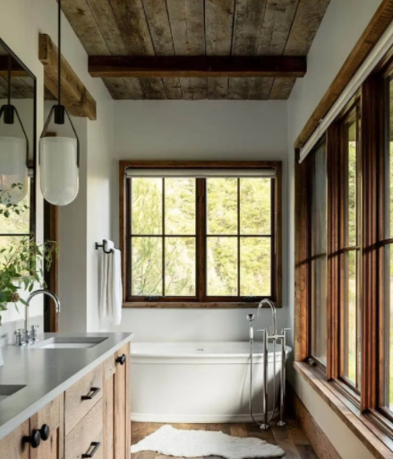 浴室裝修設(shè)計(jì)效果圖：浴室如此裝修？與自然無縫接觸！